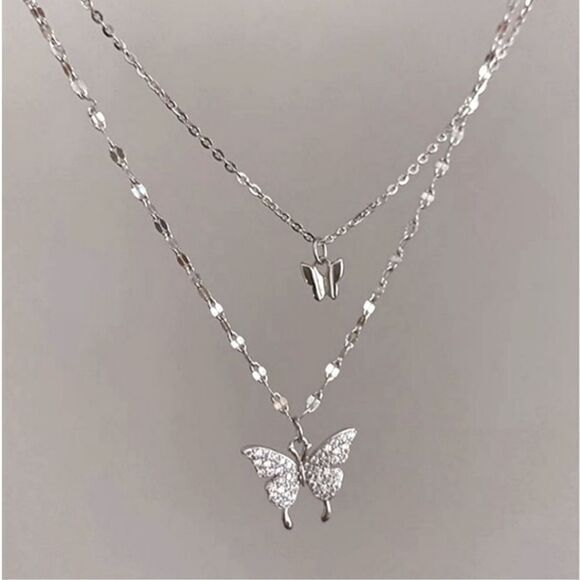Multi-Layer Butterfly Rhinestone‎ Necklace - Picture 1 of 6